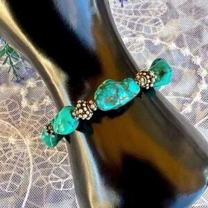 Vintage Turquoise & Sterling Nugget Bracelet